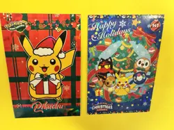 Pokemon Merry Christmas Card Database Pikachu Eevee Cracked Ice Lot Of 2 NM - Image 3