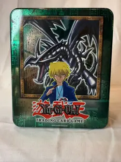 1996 YUGIOH trading card game collectors tin - no cards - box only! GREEN LID - Image 1
