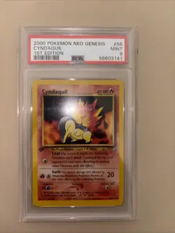 Pokemon TCG Cyndaquil 1st Edition Neo Genesis Regular Card 56/111 PSA 9 - Image 1