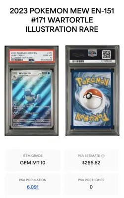 Pokemon Card Wartortle 171/165 SV Scarlet & Violet 151 Holo PSA 10 - Image 3