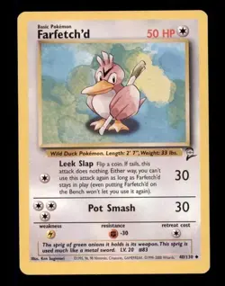 4X Pokemon Card WOTC Farfetch'd (Base Set 2) 40/130 MODERATELY PLAYED Non-Holo!! - Image 1