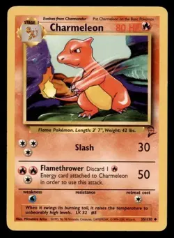 3X Pokemon Card Charmeleon (Base Set 2) 35/130 MODERATELY PLAYED Non-Holo TCG!!! - Image 1