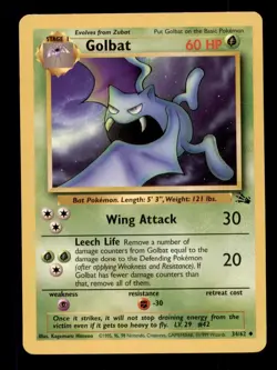 4X Pokemon Card Golbat Fossil 34/62 MODERATELY PLAYED Non-Holo Common TCG!!!!!!! - Image 1