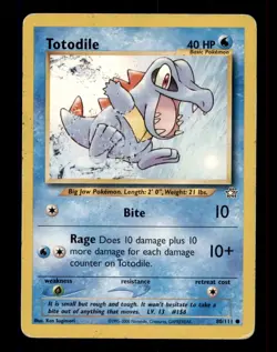 3X Pokemon Card WOTC Totodile Neo Genesis 80/111 HEAVILY PLAYED Non-Holo Common! - Image 1