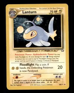 2X Pokemon Card WOTC Lanturn Neo Genesis 38/111 MODERATELY PLAYED Uncommon TCG!! - Image 1