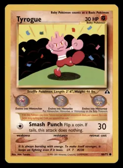 4X Pokemon Card Tyrogue Neo Discovery 66/75 LIGHTLY PLAYED Non-Holo Common TCG!! - Image 1