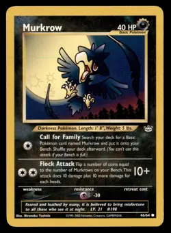 4X Pokemon Card Murkrow Neo Revelation 46/64 LIGHTLY PLAYED Non-Holo Common TCG! - Image 1