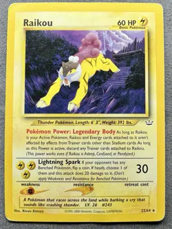 Pokemon TCG Raikou 22/64 Neo Revelation Unlimited Rare Card MP - Image 1