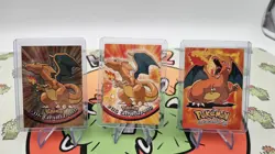 1999 Topps Pokemon TV CHARIZARD #6 Blue/Black Logos Holo Lot of 3 cards - Image 1