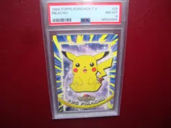 1999 TOPPS POKEMON TV Pikachu card # 25 black logo 2nd print PSA 8 Nm/Mint - Image 1