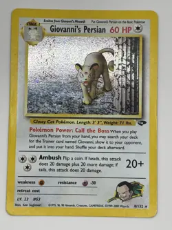 Giovanni's Persian 8/132 Gym Challenge 2000 Holo Rare MP Pokemon TCG 8/132 - Image 1
