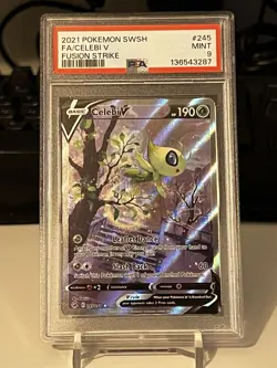 CELEBI V 2021 Pokemon #245/264 PSA 9 MINT Fusion Strike FULL ART - Image 1