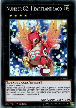 Yugioh Number 82: Heartlandraco AC18-EN011 1st Edition Super Rare NM - Image 1