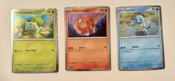 Pokemon 151 Poster Collection Promo Card Set Charmander, Bulbasaur, Squirtle - Image 1