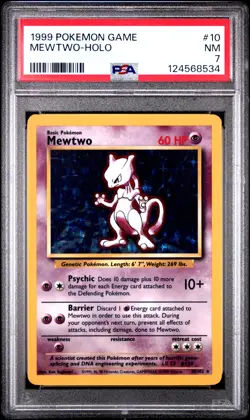 1999 POKEMON BASE SET UNLIMITED #10 MEWTWO-HOLO PSA 7 - Image 1