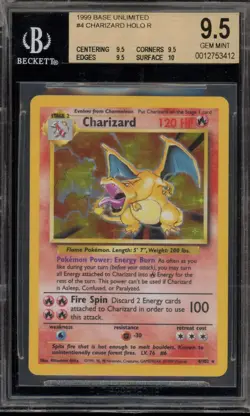 Pokemon Charizard Base Set Unlimited Holo Rare CHIPPED SLAB #4 BGS 9.5 - Image 1