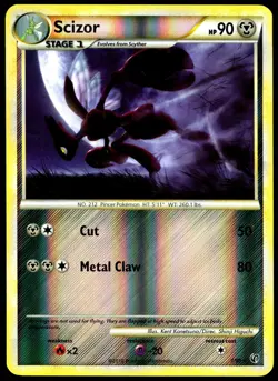 Pokemon TCG Scizor 7/90 2010 Undaunted Reverse Holo Rare Card - MP - Image 1