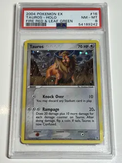 2004 P.M. POKEMON EX FIRE RED & LEAF GREEN TAUROS HOLO #16 PSA 8 NM-MT - Image 1
