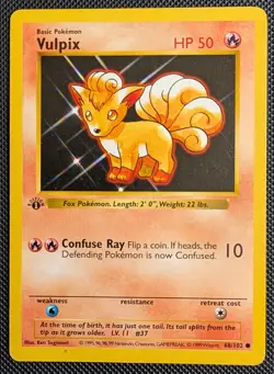 Vulpix 068/102 Base Set Shadowless 1st Edition 1999 WOTC Pokemon Card - Image 1