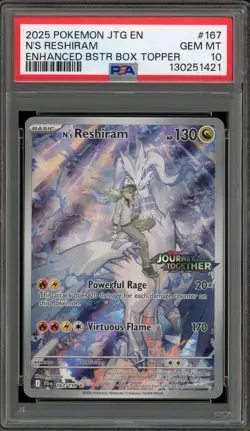 Pokemon N's Reshiram Journey Together Enhanced Bx. Topper Promo #167 PSA 10 - Image 1