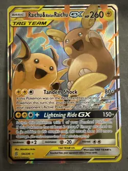 Raichu & Alolan Raichu GX Tag Team #54 NM-M Pokemon Card - Image 1