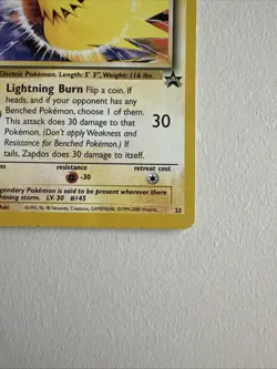 Zapdos Pokemon WOTC Black Star #23 1999 MP - Image 5