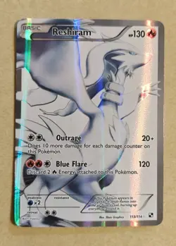 Pokemon TCG Reshiram 113/114 Zekrom 114/114 (Black Background) Black & White - Image 2