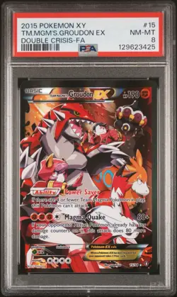 2015 Pokemon Team Magma's Groudon EX XY Double Crisis #15/34 PSA 8 NM-MT English - Image 1