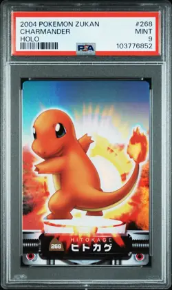 PSA 9 POP 4/NONE HIGHER 2025 CERT CHARMANDER HOLO 2004 POKEMON ZUKAN CARD #268 - Image 1
