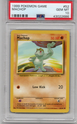 1999 Pokemon Game MACHOP 52/102 PSA 10 - Image 1