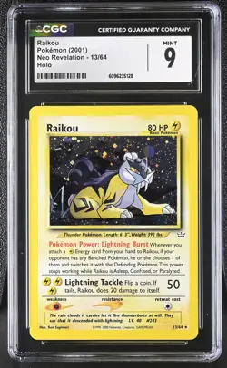 CGC 9 MINT Raikou 2001 Neo Revelation 13/64 Holo Pokemon Card - Image 1