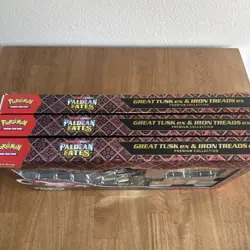 NEW & SEALED Pokemon Paldean Fates Great Tusk Iron Threads Premium Collection x3 - Image 5