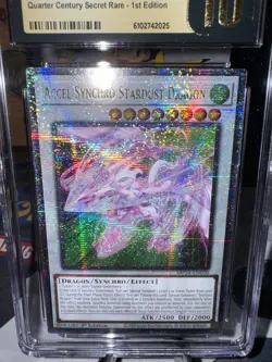 Yugioh Stardust Dragon Quarter Century Secret Rare Black Label Grade 10 Not Psa - Image 4