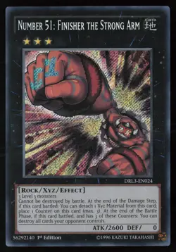 Yugioh Number 51: Finisher the Strong Arm DRL3-EN024 1st Edition Secret Rare NM - Image 1