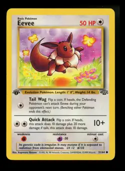 #2 1st Edition Eevee 51/64 Jungle 1999 WOTC Vintage Pokemon Card TCG - Image 1