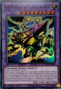 MAZE-EN004 GATE GUARDIAN OF THUNDER AND WIND SUPER RARE 1ST EDITION YuGiOh CARD - Image 1
