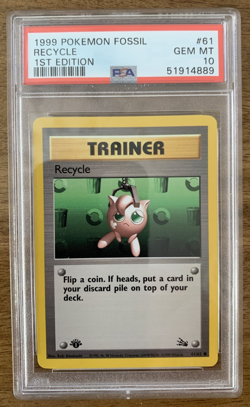 1999 Pokemon Card Fossil Set 1st Edition Recycle #61 PSA 10 GEM MT English 61/62 - Image 1