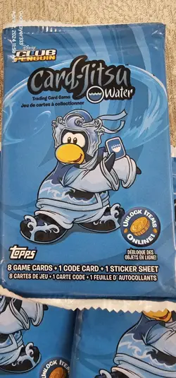 Topps Club Penguin Card Jitsu Water Booster Pack X5 Factory Sealed - Image 2