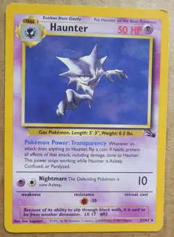 Haunter 21/62 Rare Non-Holo Fossil Set Pokemon Card LP - Image 1