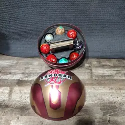 BAKUGAN BRAWLERS Rare Red Gold Metal Ball 8 Balls and Deck Cards Storage 2008 - Image 1