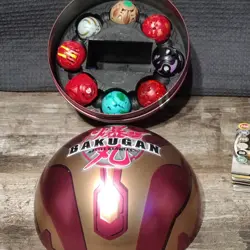 BAKUGAN BRAWLERS Rare Red Gold Metal Ball 8 Balls and Deck Cards Storage 2008 - Image 3