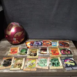 BAKUGAN BRAWLERS Rare Red Gold Metal Ball 8 Balls and Deck Cards Storage 2008 - Image 4