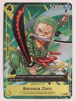 P-042 Roronoa Zoro Championship 2024 Promo One Piece Card Game TCG - Image 1