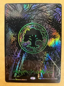 MTG 1x OIL SLICK RAISED FOIL Forest 369 Phyrexia All Will Be One Magic the x1 NM - Image 1