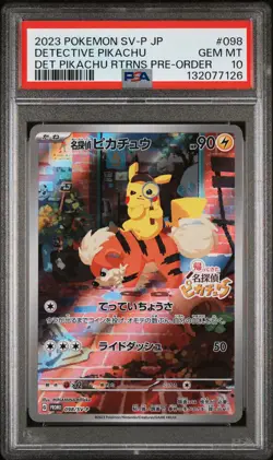2023 POKEMON JPN SV-P PROMO #098 DETECTIVE PIKACHU PSA 10 - Image 1