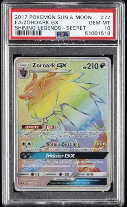 2017 POKEMON SUN & MOON SHINING LEGENDS SECRET #77 FULL ART/ZOROARK GX PSA 10 - Image 1