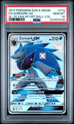 2017 POKEMON SUN & MOON SHINING LEGENDS #77A FULL ART/ZOROARK GX PSA 10 - Image 1