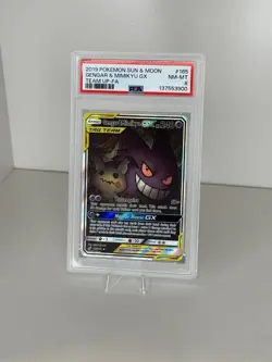 Gengar & Mimikyu GX Team Up-FA Pokemon Sun & Moon 165 NM-MT PSA 8 - Image 1