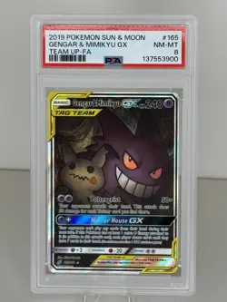 Gengar & Mimikyu GX Team Up-FA Pokemon Sun & Moon 165 NM-MT PSA 8 - Image 2