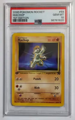 Pokemon Machop 1st Edition 59 82 Team Rocket Psa 10 - Image 1
